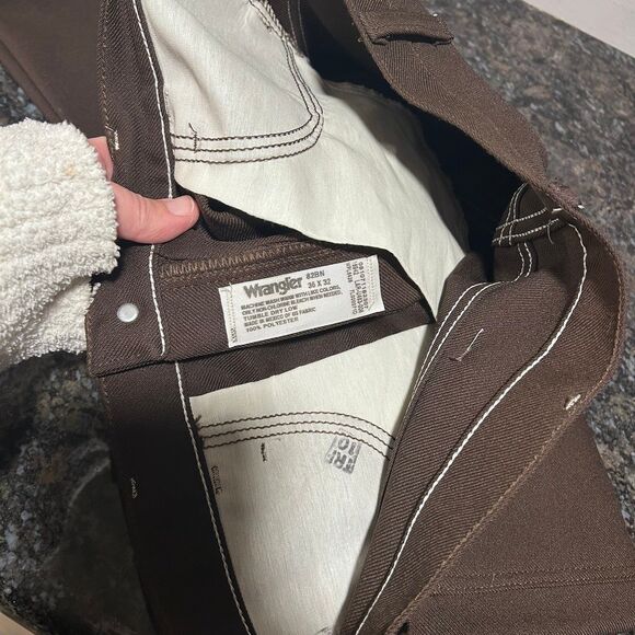 Vintage Wrangler Polyester Cowboy Western Pants Brown 36 x 32 - Picture 6 of 6